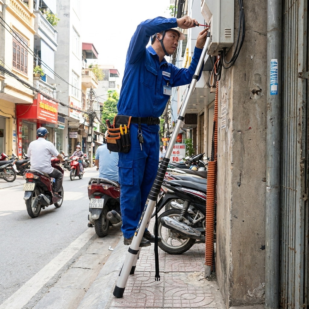 🚨 CHỞ THANG TRE, THANG GỖ CỒNG KỀNH: HIỂM HỌA GIAO THÔNG VÀ GIẢI PHÁP THAY THẾ THÔNG MINH