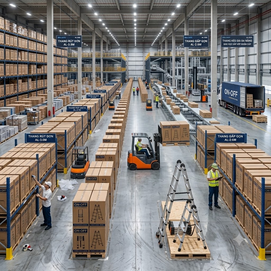 🏭 THANG NHÔM RÚT GỌN – THIẾT BỊ "SỐNG CÒN" TRONG VẬN HÀNH XƯỞNG SẢN XUẤT HIỆN ĐẠI