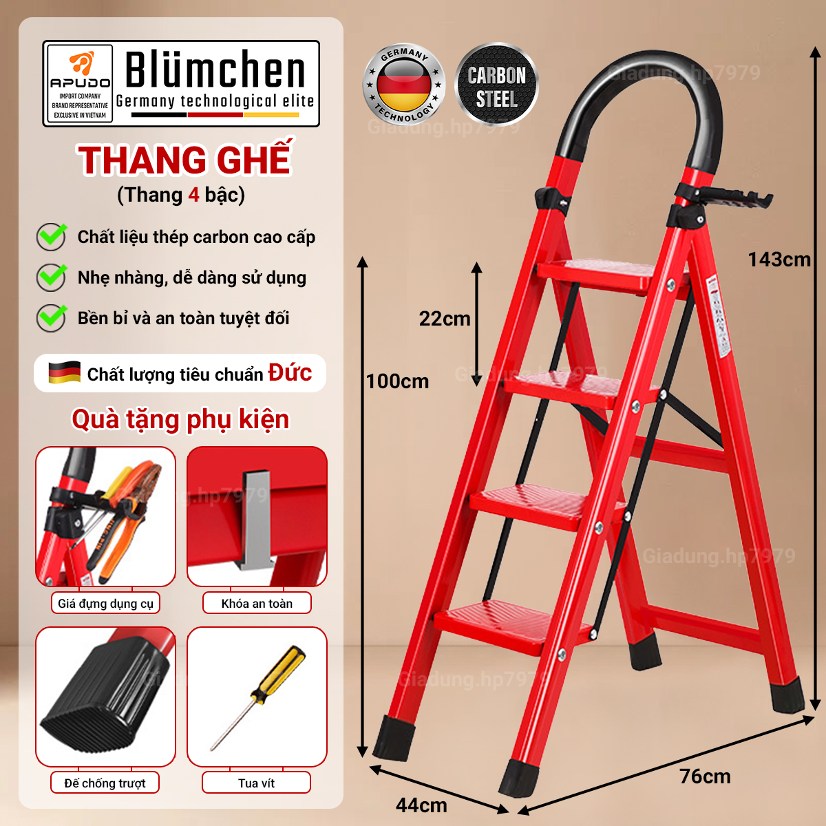 Thang ghế gấp đa năng - 4 bậc