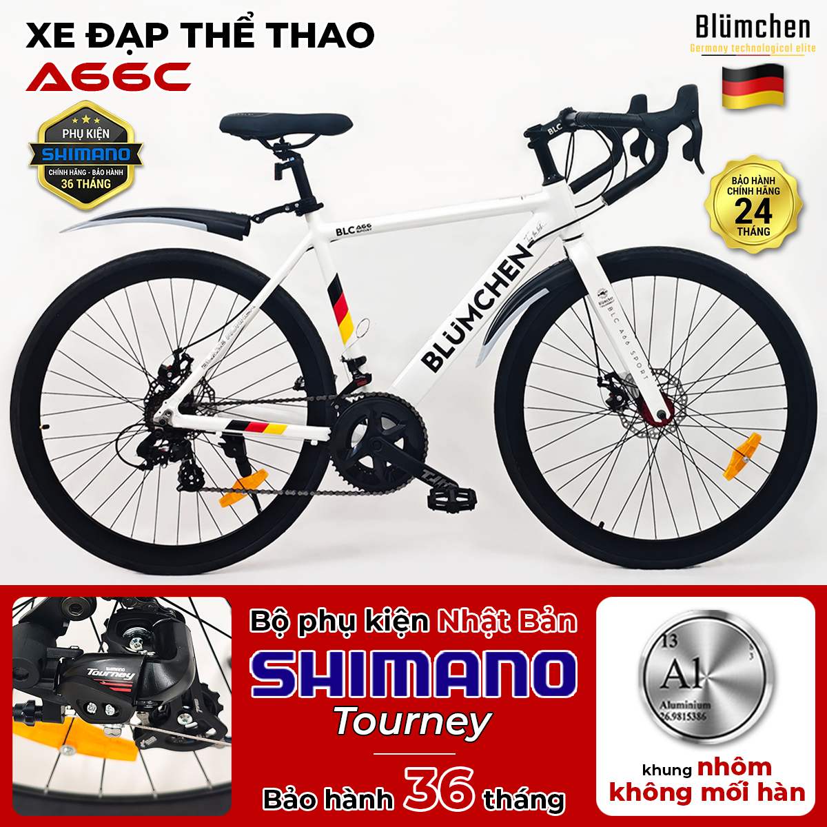 Xe đạp đua khung nhôm không mối hàn : A66C