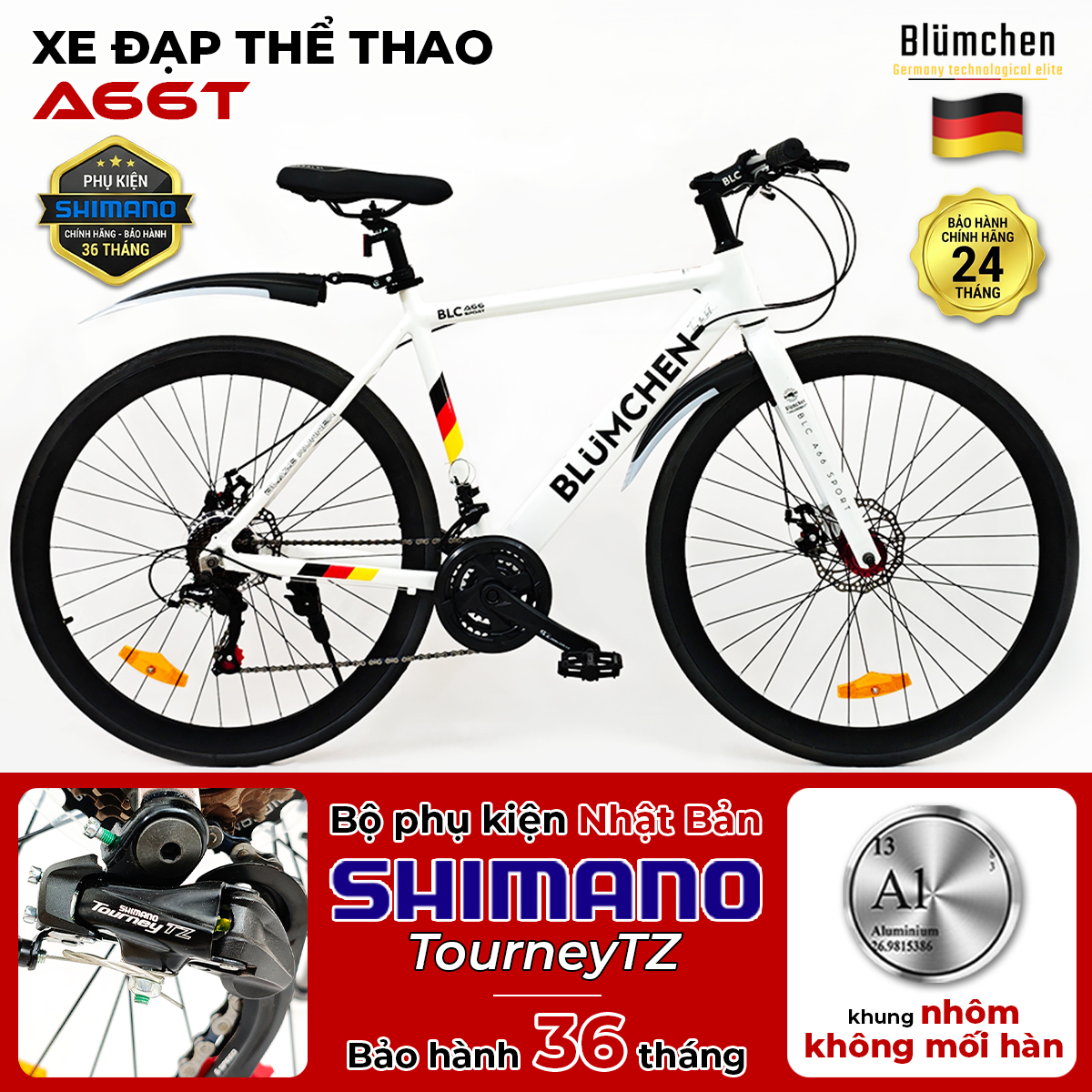 Xe đạp đua khung nhôm không mối hàn : A66T